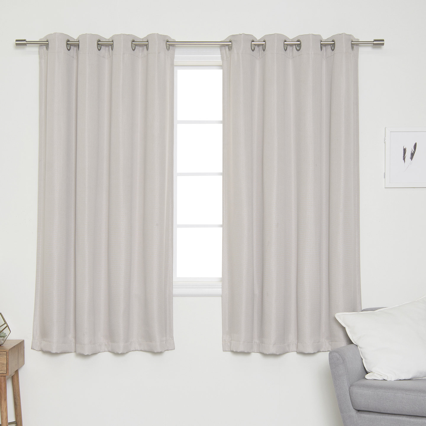 17 Stories Worcester Heathered Linen Solid Blackout Grommet