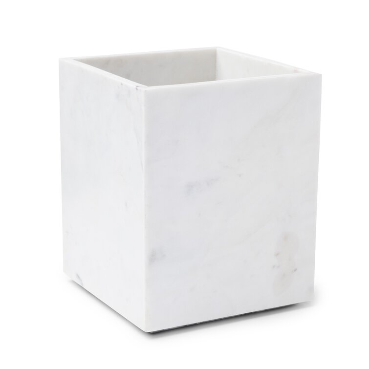 Wastebasket Imported Marble Polystone Composite Bath Accessories Ivory Bisque 