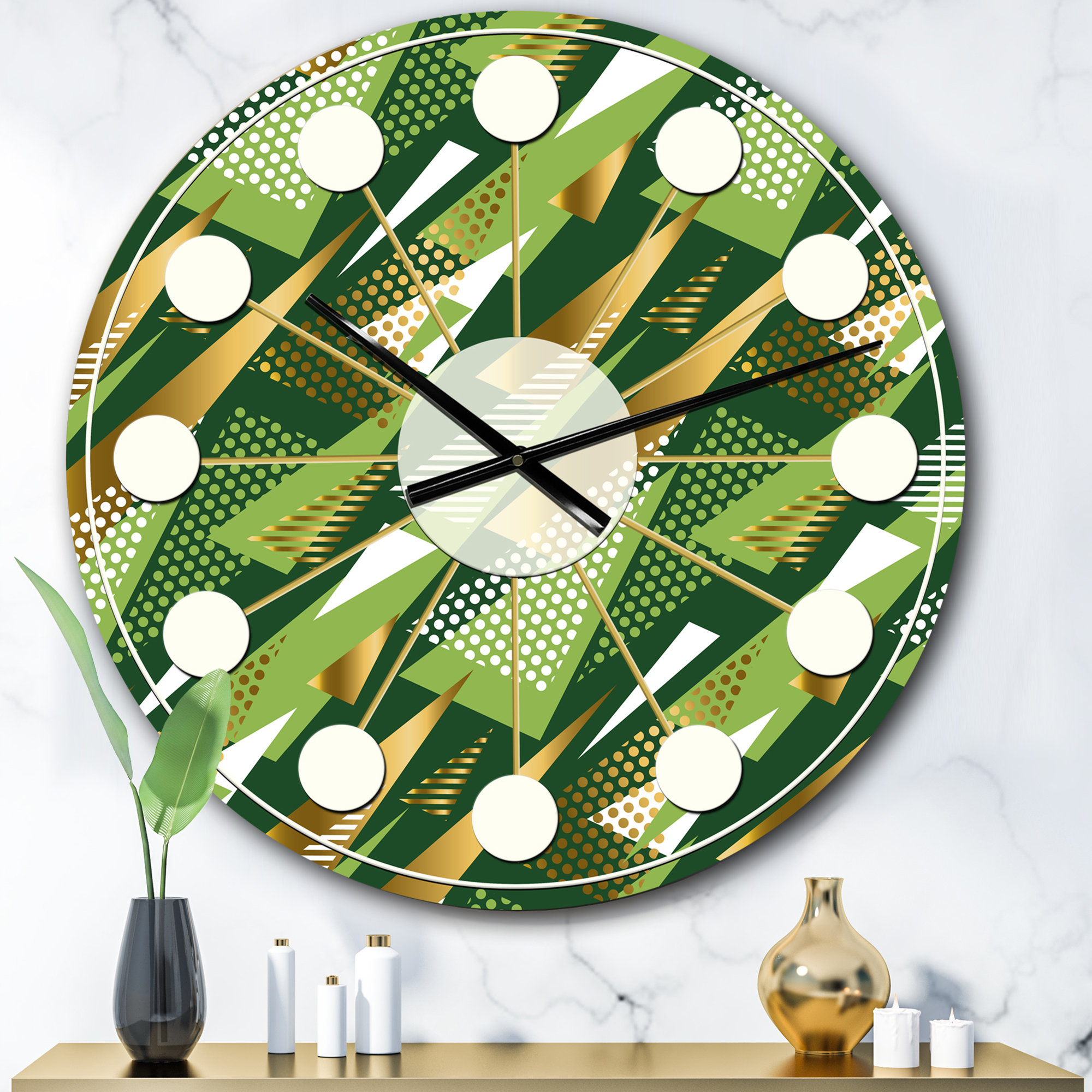 East Urban Home Triangular Gold and Green Design I MidCentury Modern