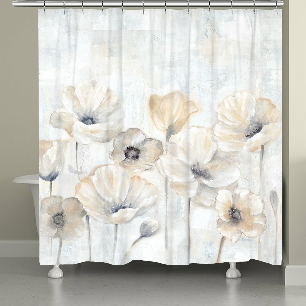 Charlton Home Gray Poppy Garden Single Shower Curtain Reviews Wayfair