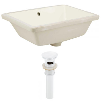 Ceramic Rectangular Undermount Bathroom Sink with Overflow American Imaginations Sink Finish Biscuit Drain Finish White
