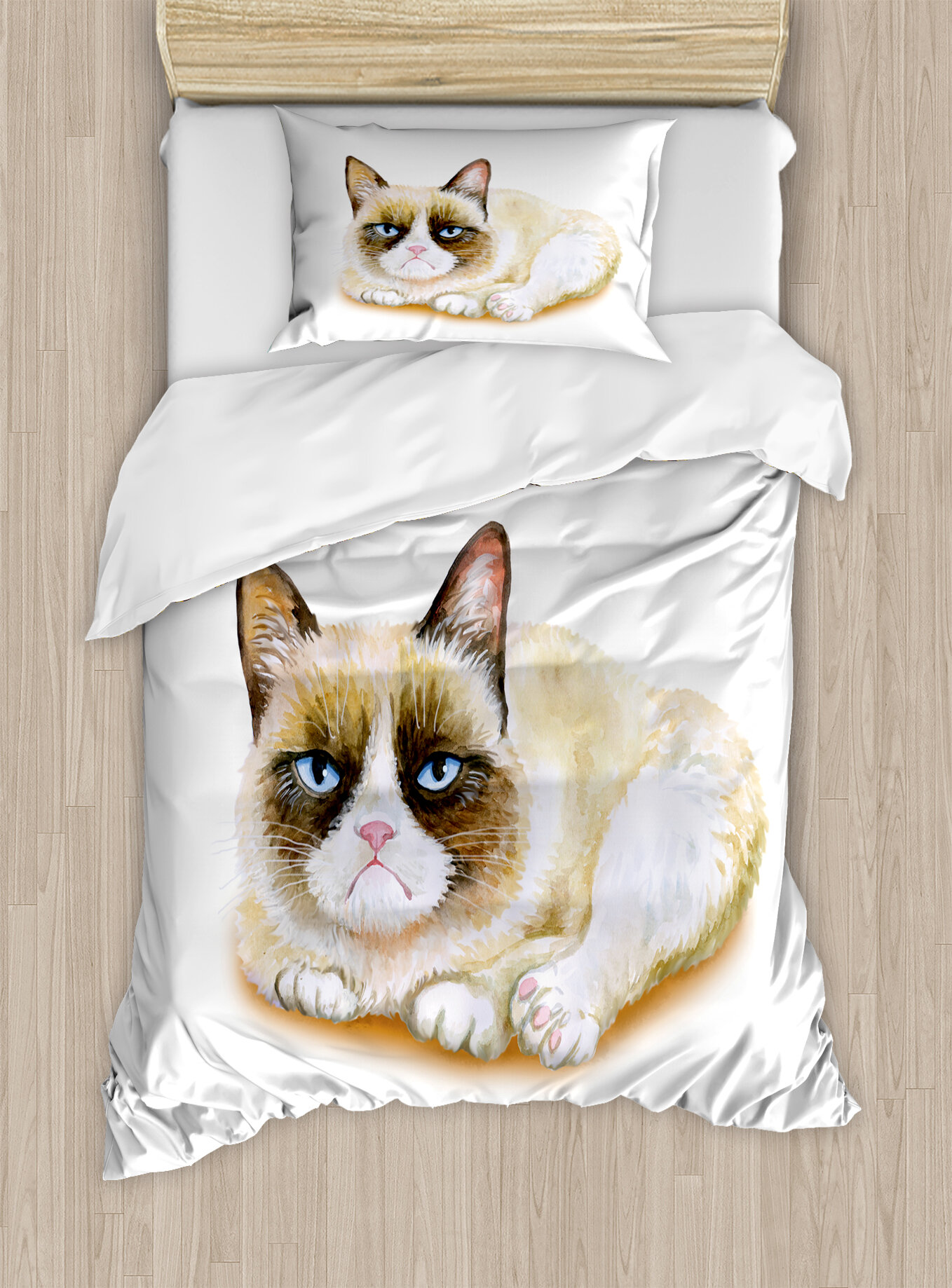 Ambesonne Animal Grumpy Siamese Cat Duvet Cover Set Wayfair