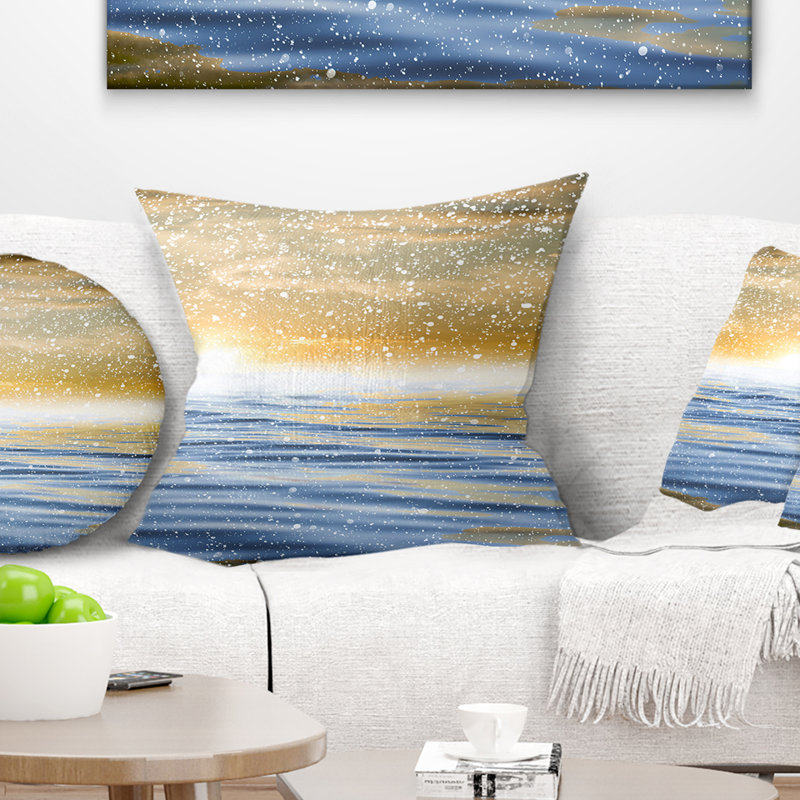 East Urban Home Sunset Over The Sea With Snow Skyline Photography Pillow Wayfair
