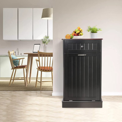 (missing hardware) Havant Tilt Out Trash Cabinet 10 Gallon Wooden Free Standing (Not include trash can)