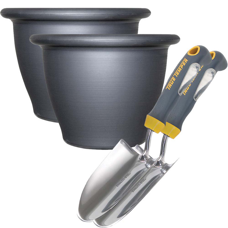 Southern Patio Sales Garden Hand Tools And Gray Resin Pot Planter Reviews Wayfair