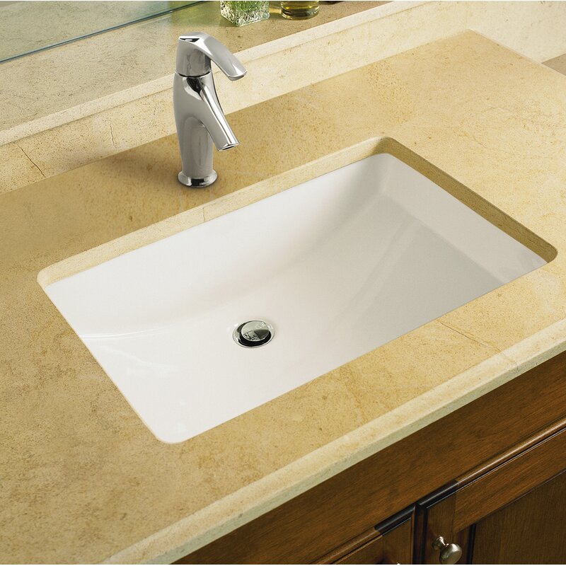 Ladena Ceramic Rectangular Undermount Bathroom Sink With Overflow