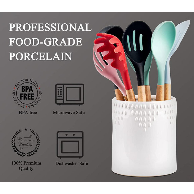Utensil Holder For Countertop Utensil Crock Kitchen White Ceramic Utensil  Holder Utensil Caddy Cooking Utensil Holder Ice Bucket Vase