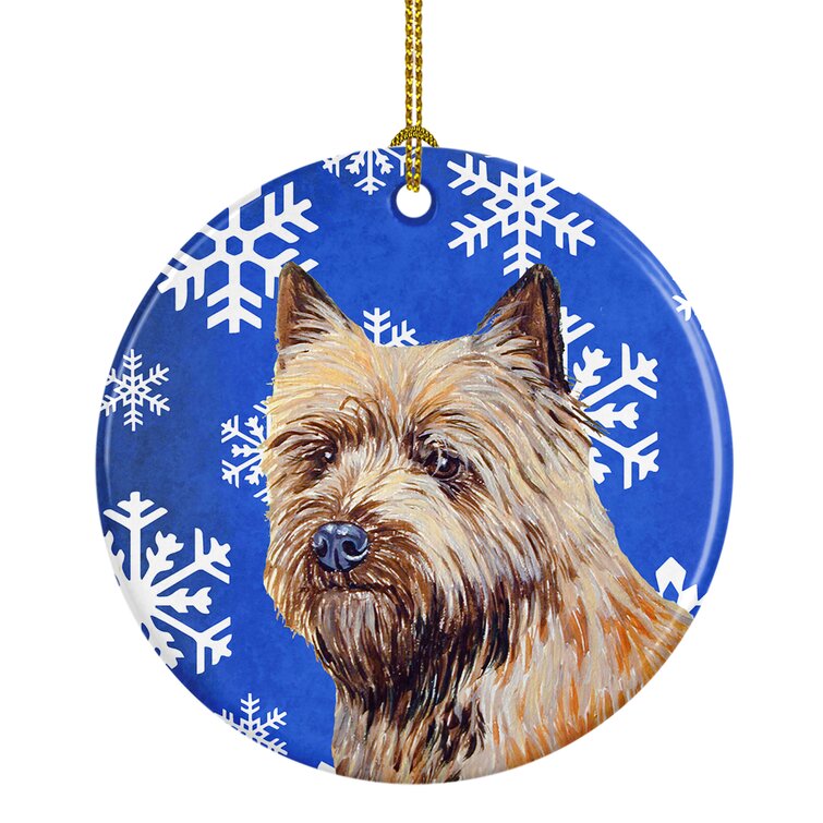 CAIRN TERRIER Gray Dog Green Gift Box Holiday Christmas ORNAMENT 