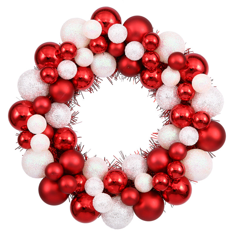 The Holiday Aisle Colored Ball Wreath with Tinsel & Reviews Wayfair