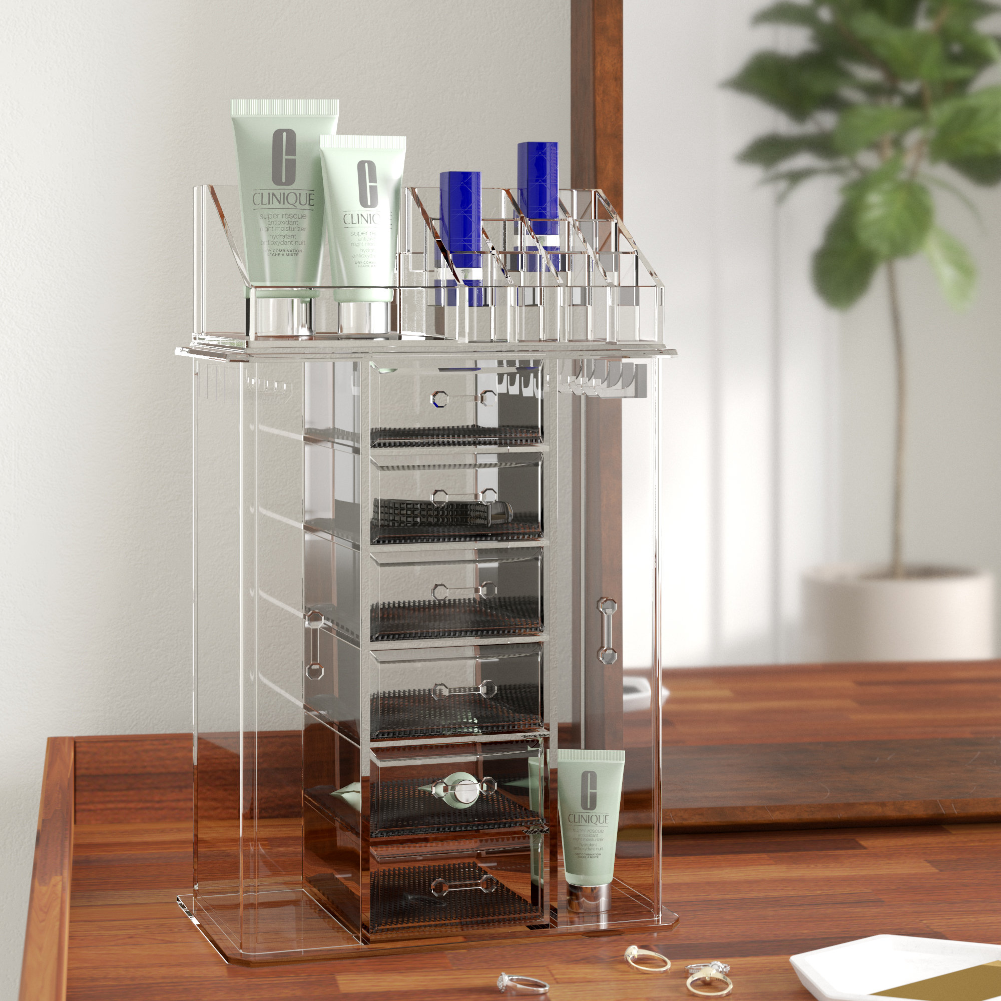 Rebrilliant Acrylic Makeup Organizer Jewelry Box Reviews Wayfair