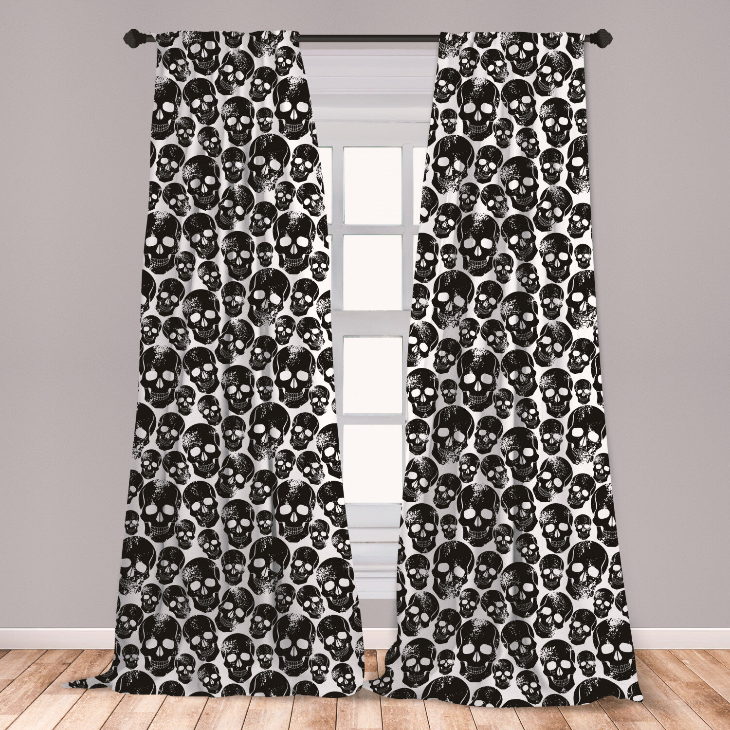 East Urban Home Ambesonne Gothic Curtains Grunge Black Human