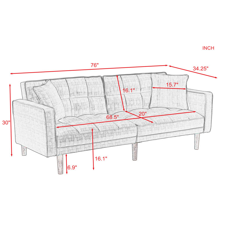 Corrigan Studio Maui 76 Wide Square Arm Convertible Sofa Bed Wayfair