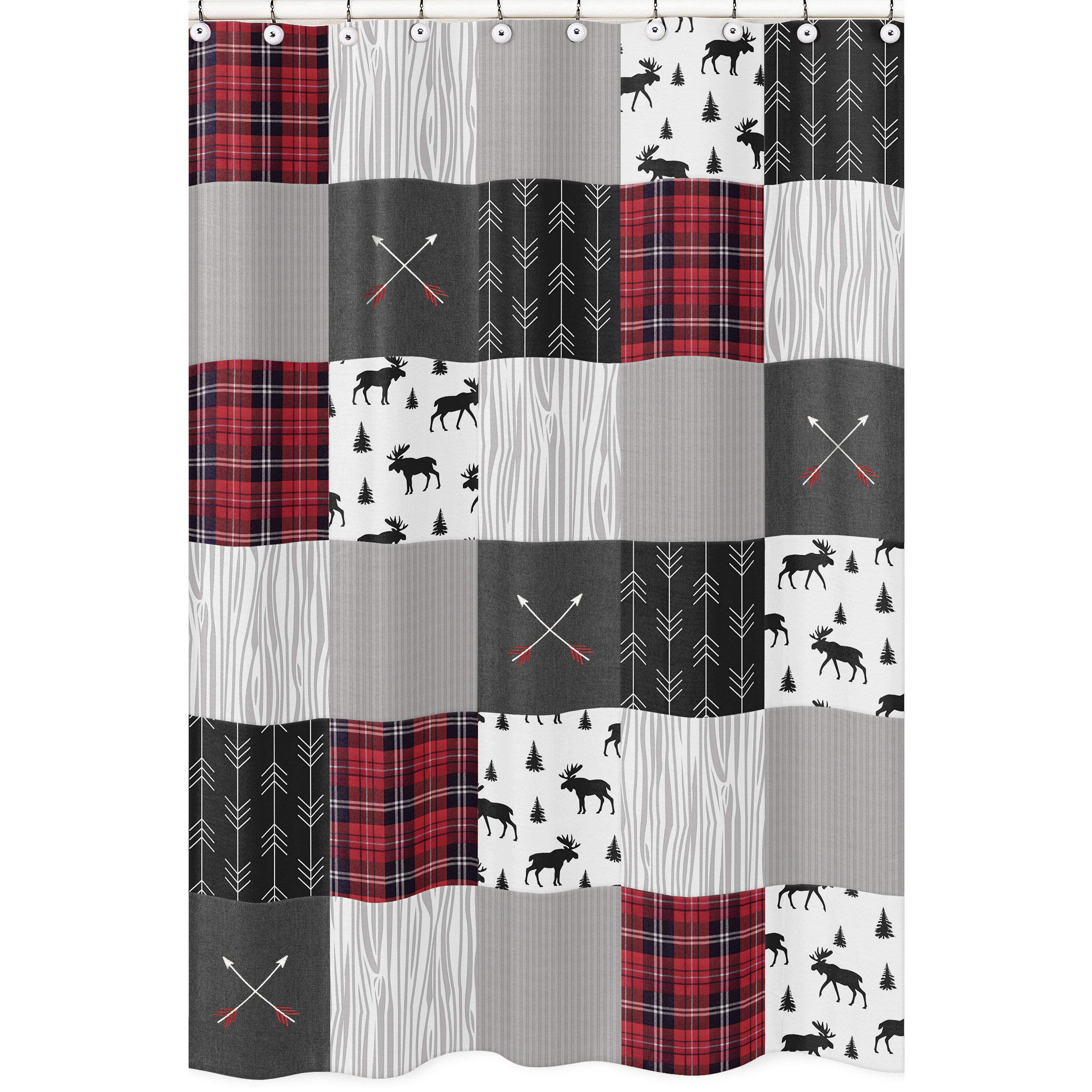 red black gray shower curtain