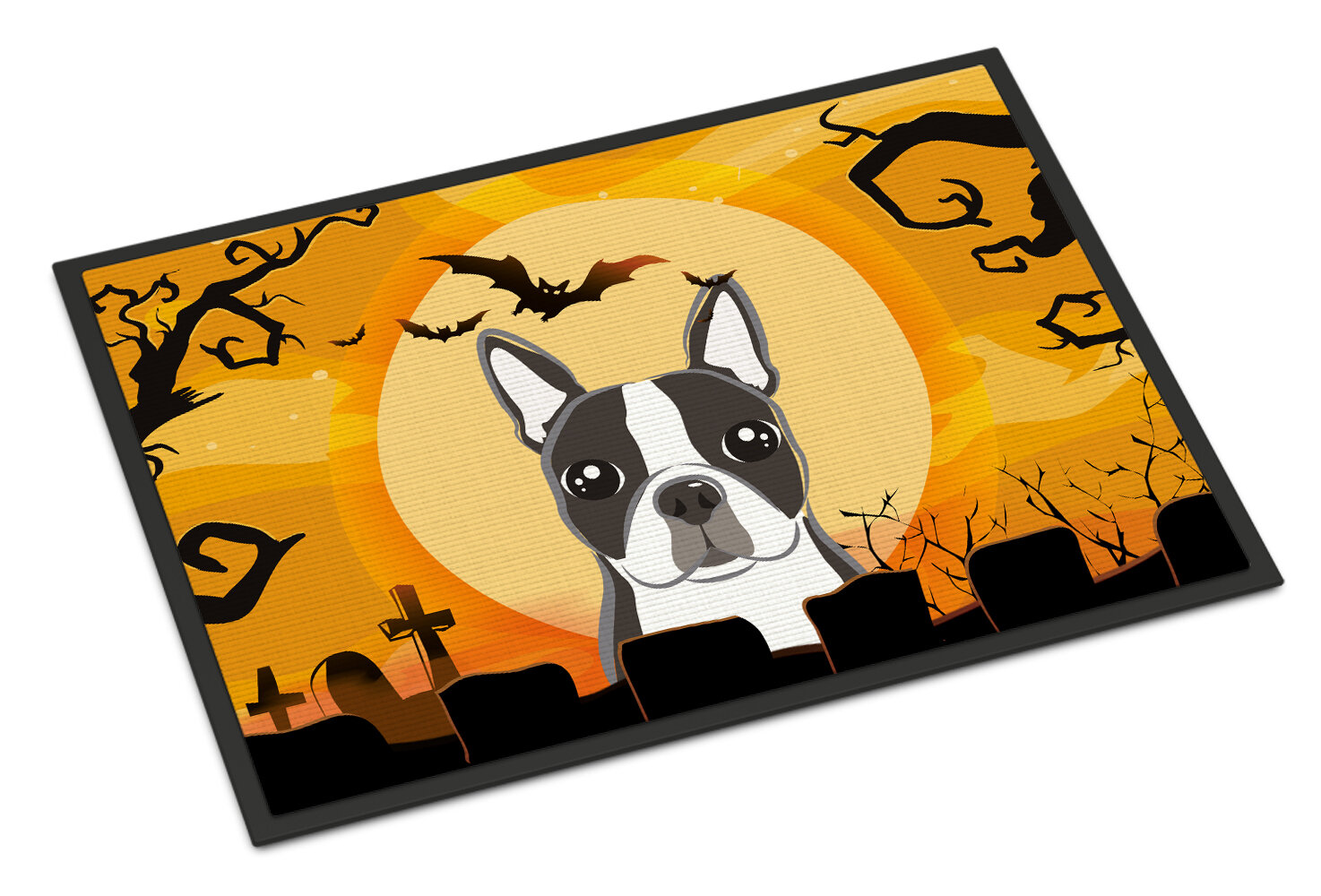 Halloween Boston Terrier Non Slip Outdoor Door Mat