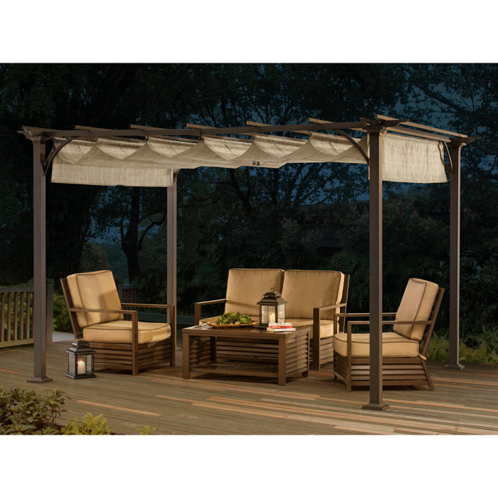 Sunjoy Naples 10 Ft W X 8 Ft D Steel Pergola With Canopy Reviews Wayfair