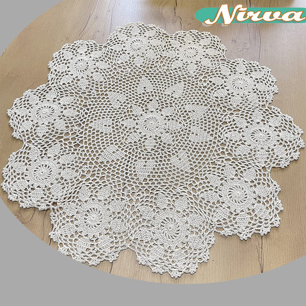 1pcs 15'' White Round Pure Cotton Handmade Crochet Lace Doily Placemat Mat 