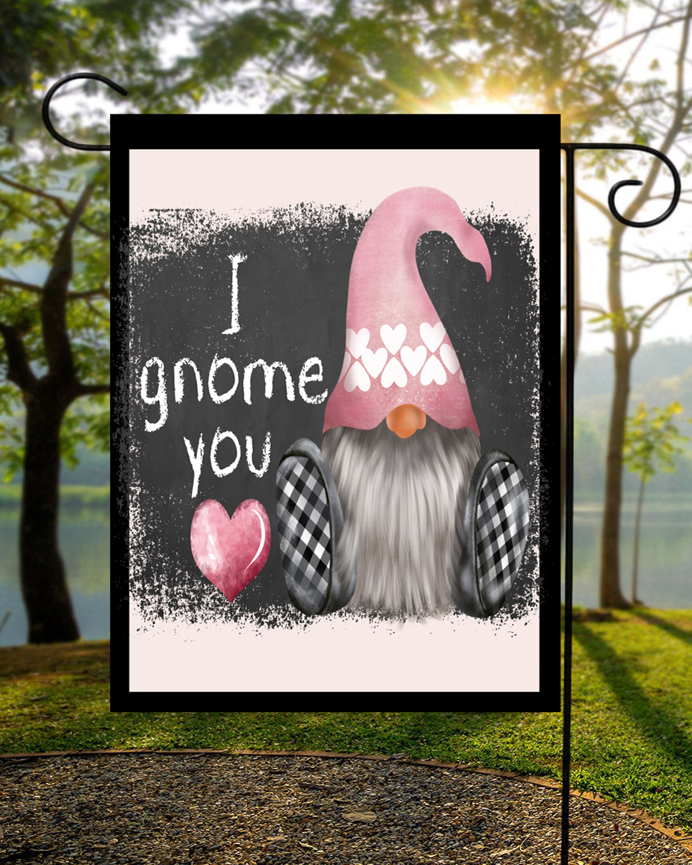 Welcome Gnome Garden Flag; 12" x 18"; Double Sided Reads correctly both sides 