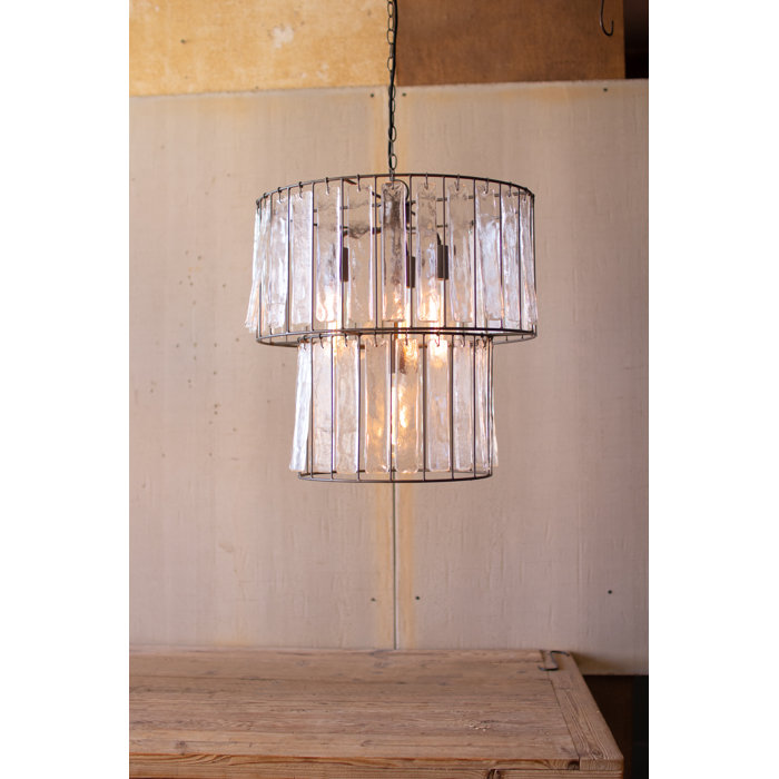 Woen Two Tiered Round 4 Light Drum Pendant Woen Two Tiered Round 4 Light Drum Pendant