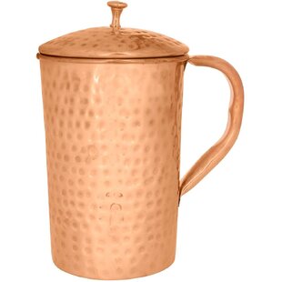 Copper JUG Ayurvedic 1.5ltr Water Storage Heavy Jug WITH 2 FREE COPPER GLASS 