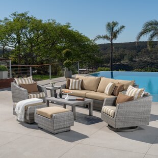 View Greenfield Deluxe 8 Piece Rattan Sunbrella Sofa Seating Group with