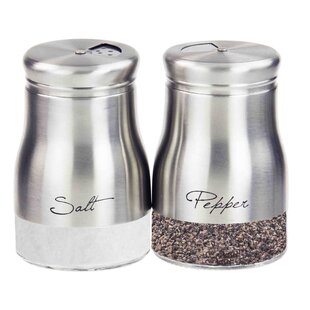 2 Pack Salt and Pepper Shakers Set Stainless Steel Salt Shaker Adjustable Pour Holes Pepper Shaker Spice Dispenser for Cooking Dinning Kitchen Use Gold 