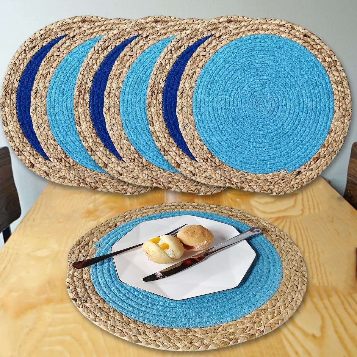 Round Weaving Anti-hot Dinnerware Cup Mat  Pad Non-slip Placemat Table Decor S