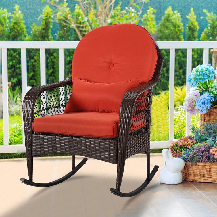 Bay Isle Home Outdoor Rattan Swivel Rocker Patio Chairs With Cuhsion ...