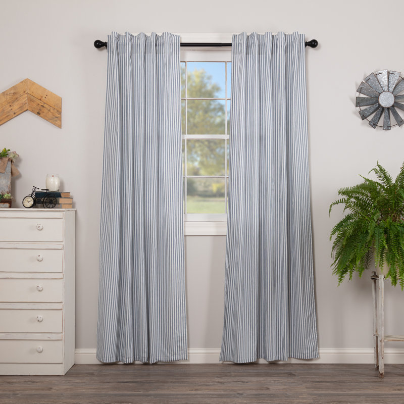 August Grove Surikova Ticking Stripe Rod Pocket Curtain Panels