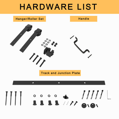 Paneled Solid Manufactured Wood Barn Door with Installation Hardware Kit
