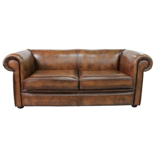 Leather Sofas Armchairs Chesterfield Wayfair Co Uk Caudill Genuine Leather 3 Seater Chesterfield Sofa