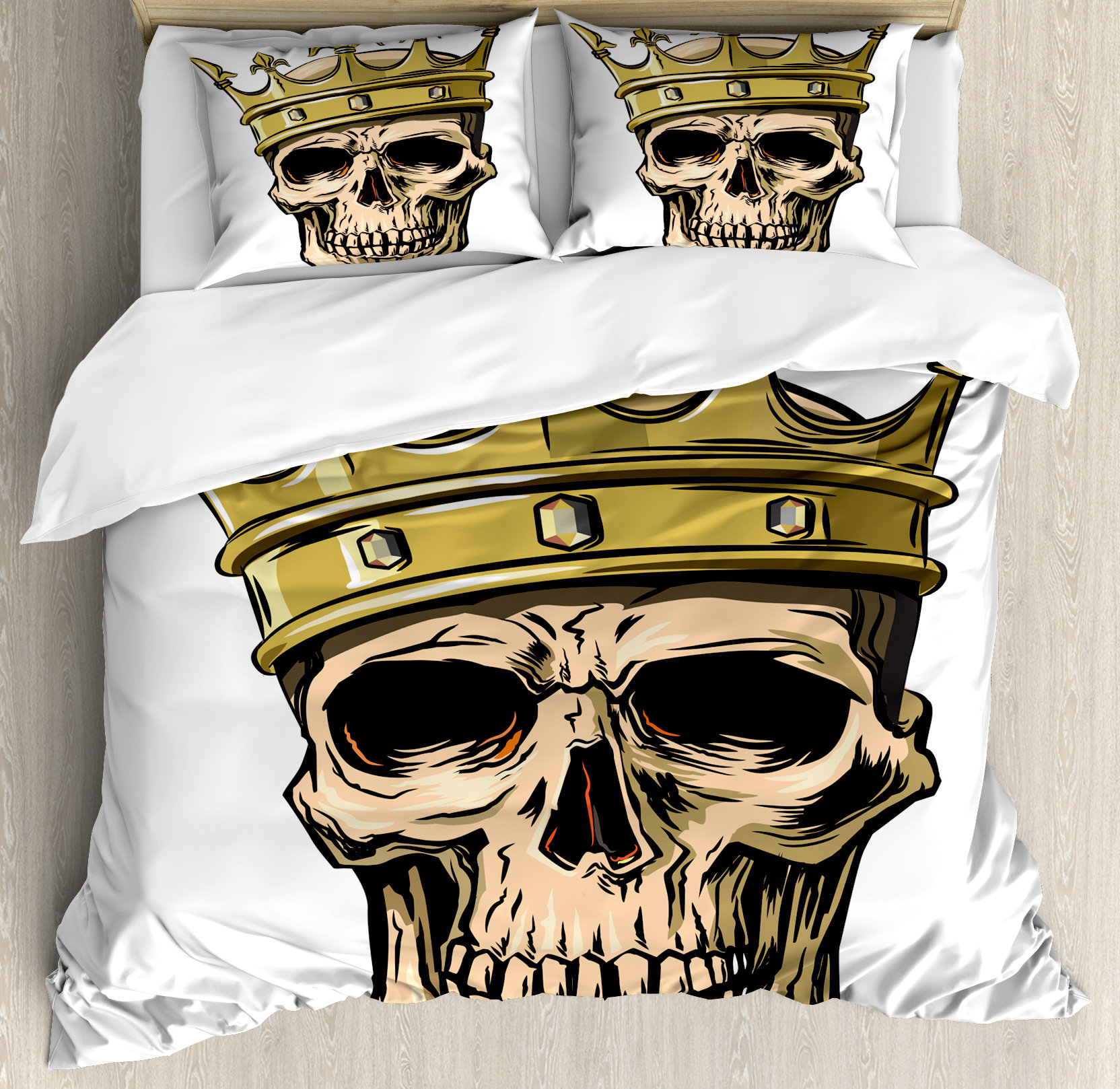 Ambesonne Dead Skull Skeleton Head With Royal Holy Crown Tiara