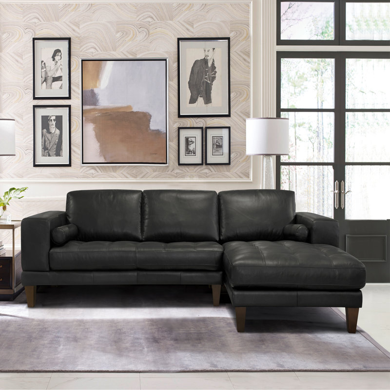 Orren Ellis Randolph Contemporary Leather Sectional Wayfair Randolph Contemporary Leather Sectional
