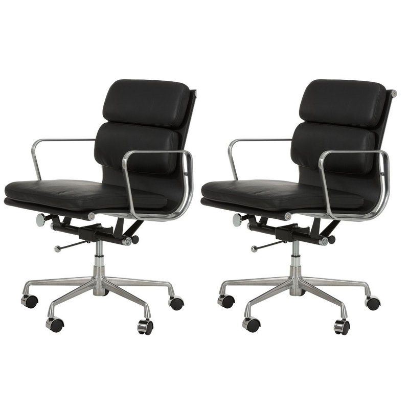 Meubles House Mid Century Modern Double Paded Office Chair Black Set Of Two Wayfair