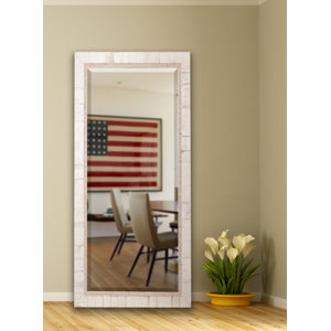Extra Tall Ivory Wood Floor Mirror