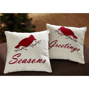 Seasons Greetings 2 Piece Cotton Throw Pillow Set (Set of 2)