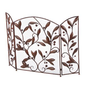 3 Panel Metal Leaves Fireplace Room Divider