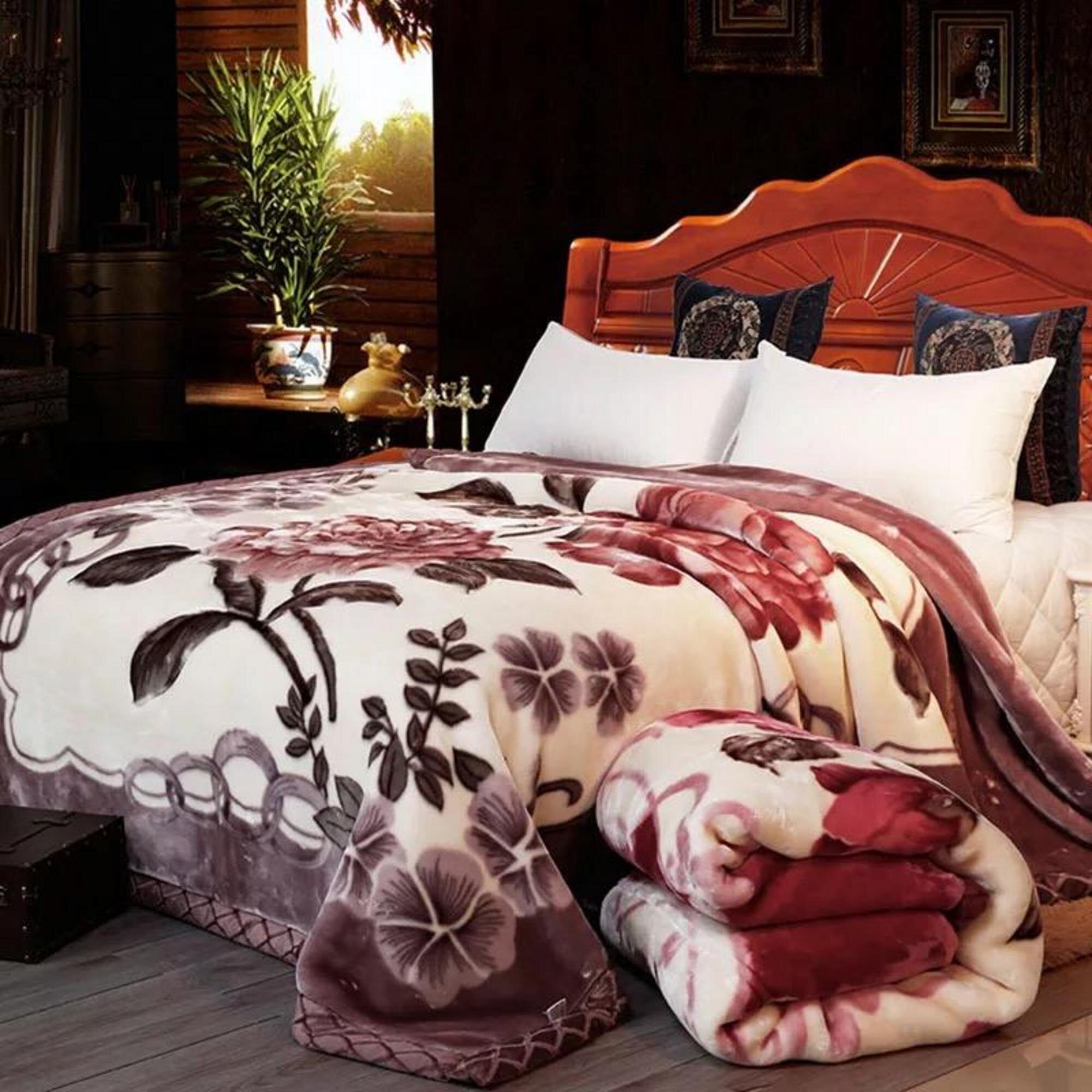Luxury Heavy 2ply Winter Soft Warm Bed Blanket King Double Flannel Blanket HOT