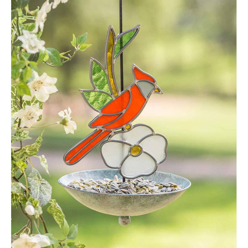 Wind Weather Stained Glass Cardinal Decorative Bird Feeder Wayfair