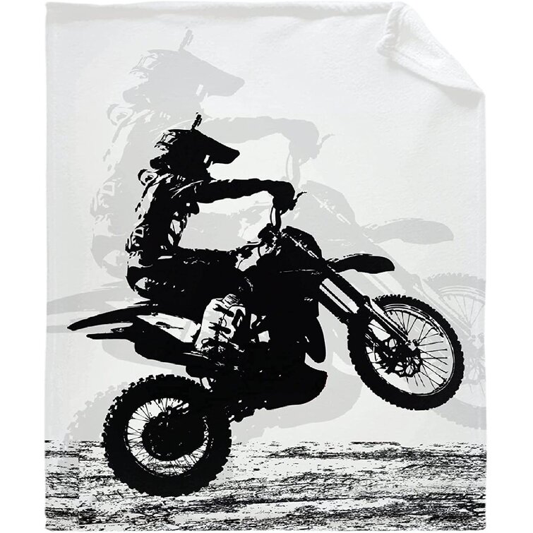 50 x 70 Cozy Plush for Indoor and Outdoor Use Lunarable Dirt Bike Soft Flannel Fleece Throw Blanket Quad Extreme Lettering Silhouette Racer on Gradient Colored Background Multicolor 