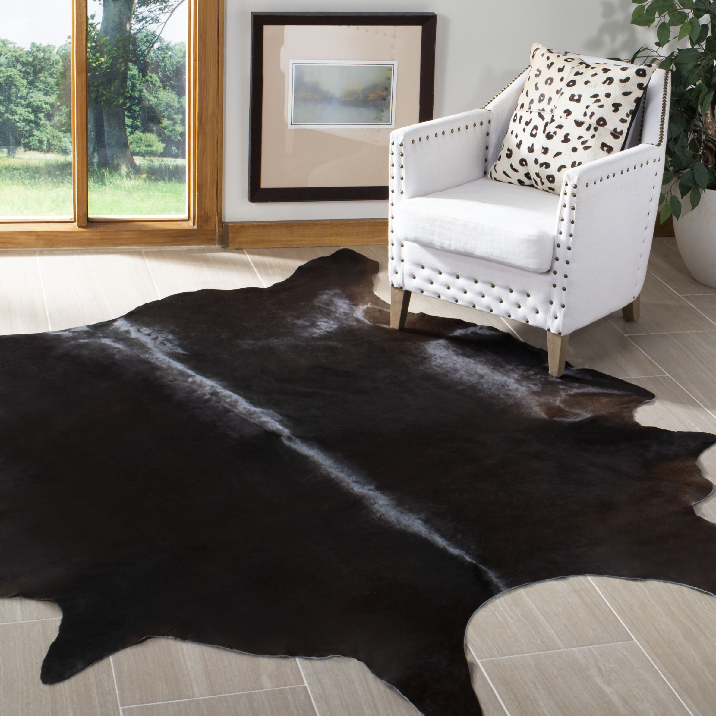 Fansler Abstract Handwoven Cowhide Black Brown Area Rug Reviews