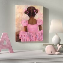 African American Ballerina Nursery Decor Set of 4 Unframed Prints in Pink 