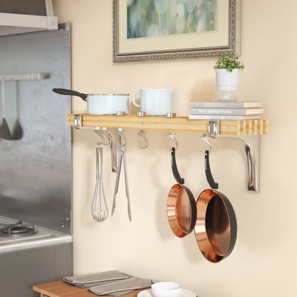 36 by 8-Inch Cooks Standard Wall Mounted Wooden Pot Rack 