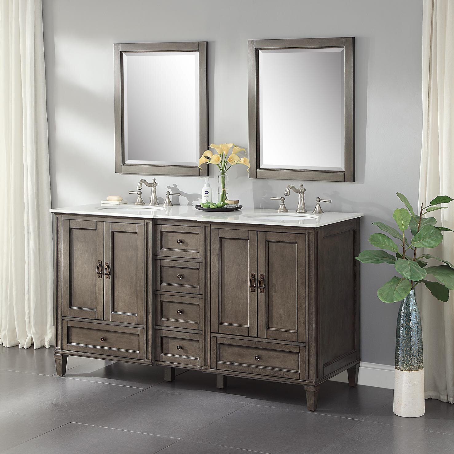 Gerlef 62 Double Bathroom Vanity Set With Mirror