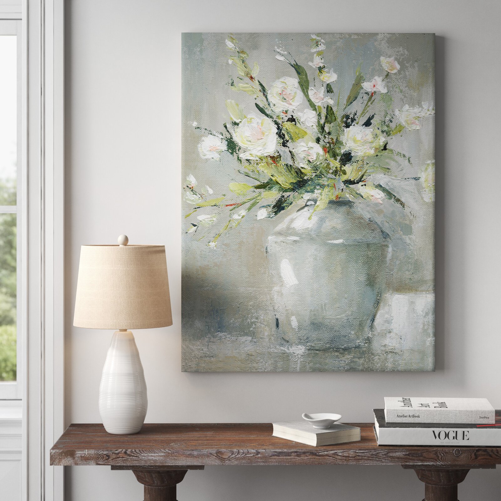 Silver Wall Decorations - 'Country Bouquet II' - Wrapped Canvas Print