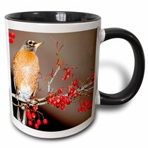 Quality Bone China Robin Bird Tea Cup Original Art Print Big Coffee Mug Robins