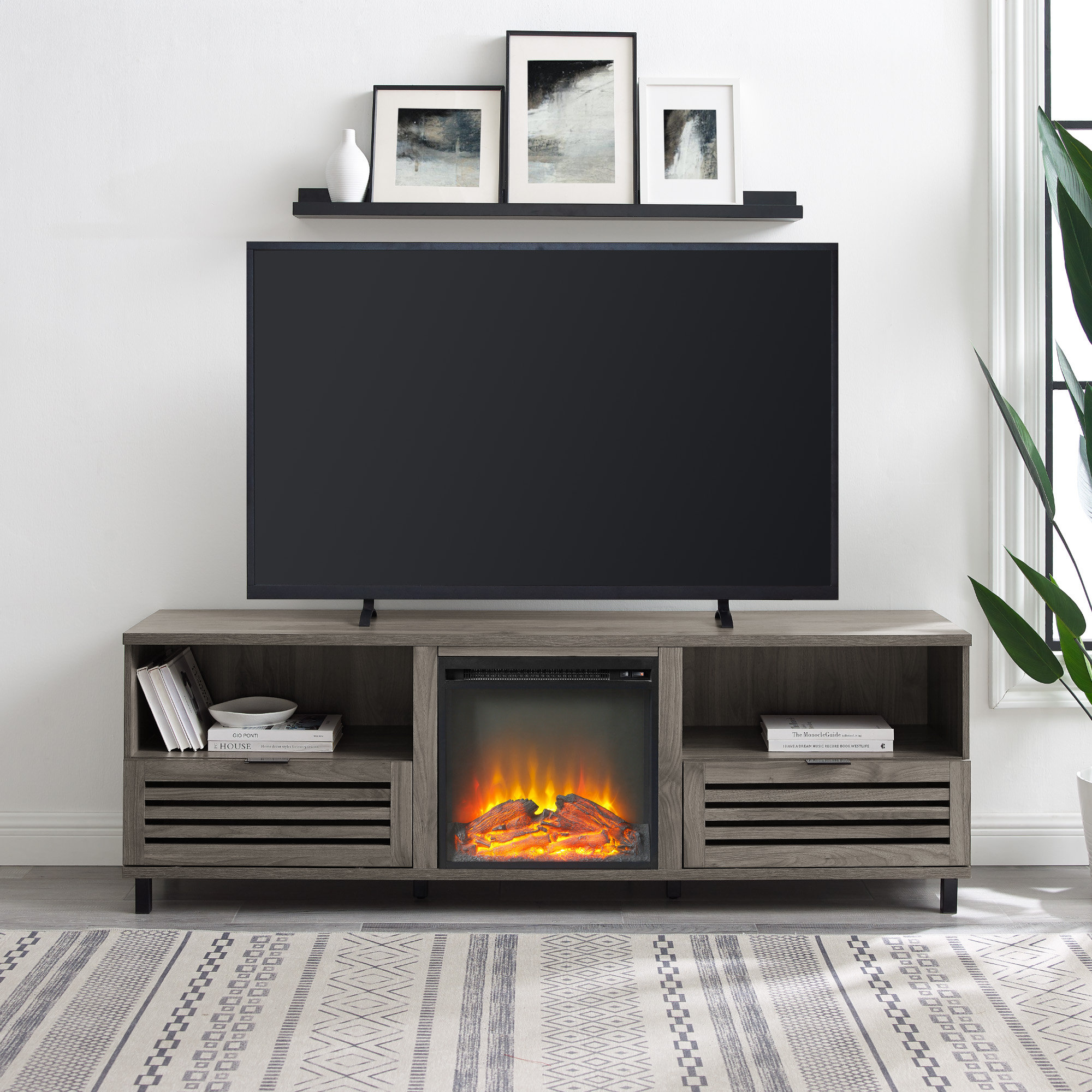 17 Stories Iridenta TV Stand for TVs up to 80" with Fireplace Included