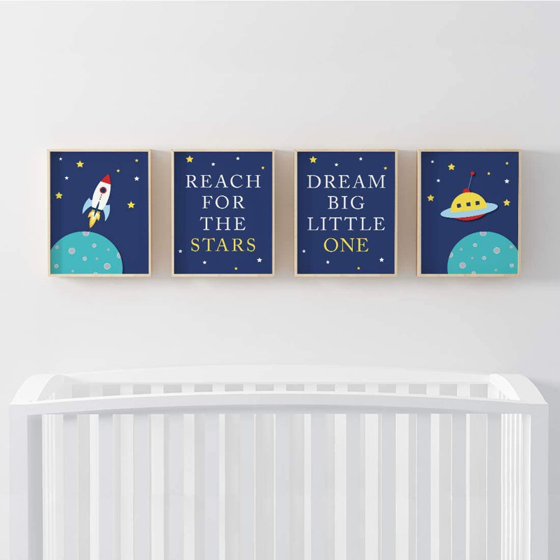 Zoomie Kids Wisner Rocket Ship Ufo Galaxy Theme Reach For The