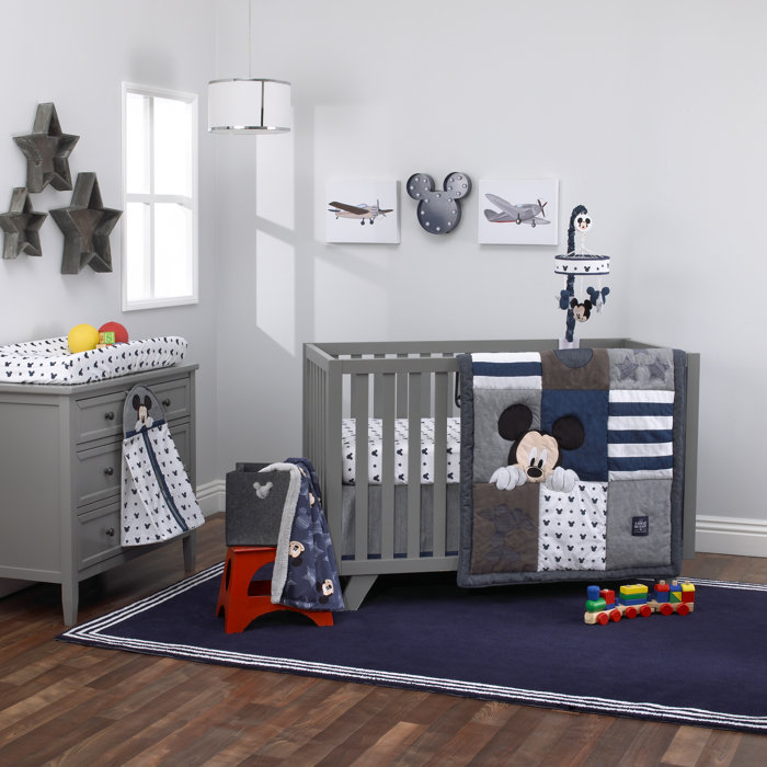 Portable Crib Bedding Set Disney Baby Bedding Mickey Mouse 4 Piece