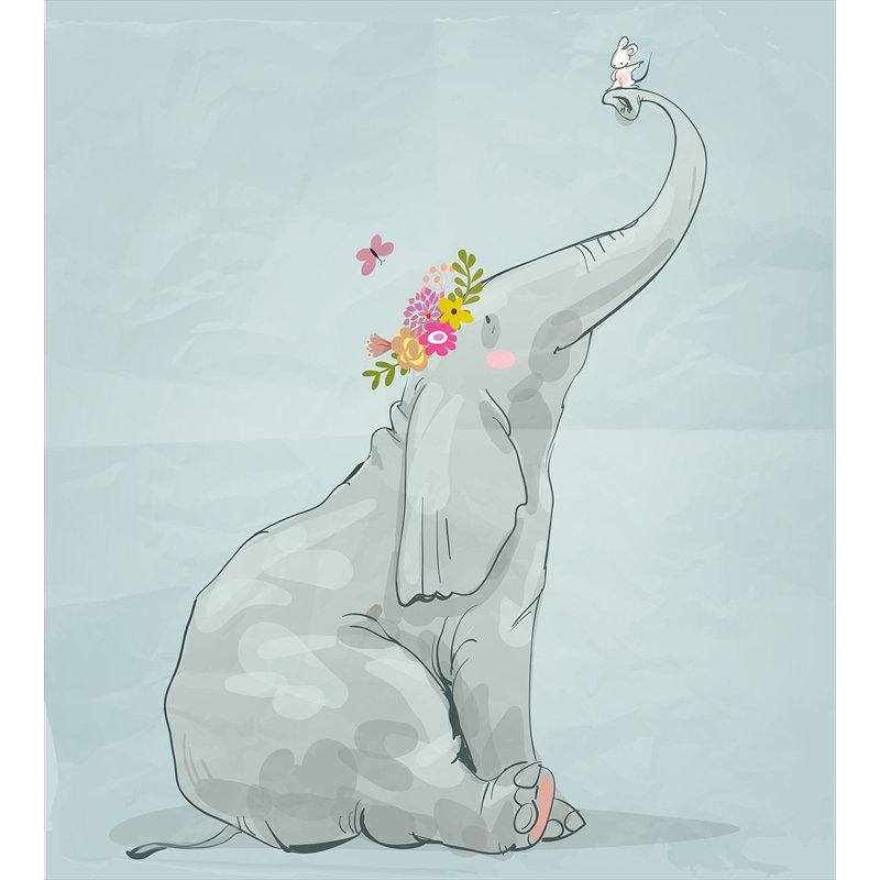 Ambesonne Elephant And Little Mouse Friendship Fun Art Hand Drawn