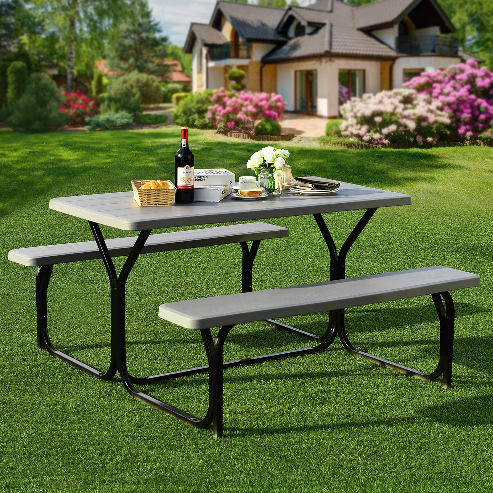 Arlmont & Co. Felomina Plastic/Resin 4 Person Picnic Table Wayfair